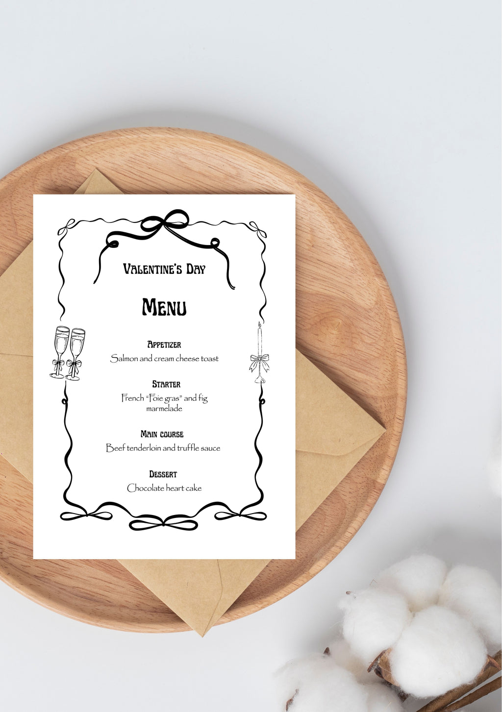 Menu chic modifiable pour la Saint-Valentin, menu pour la Saint-Valentin, Menu d'anniversaire, carte de dîner Saint-Valentin, carte d'anniversaire chic. Format A5