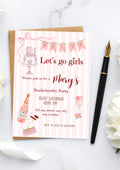 Faire-part modifiable pour EVJF,  bachelorette’s party, faire-part EVJF, carte EVJF, carte invitation enterrement de vie de jeune fille. Format A5